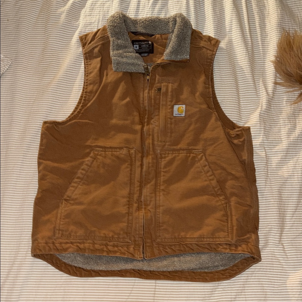Carhartt Tan Vest with Sherpa Lining